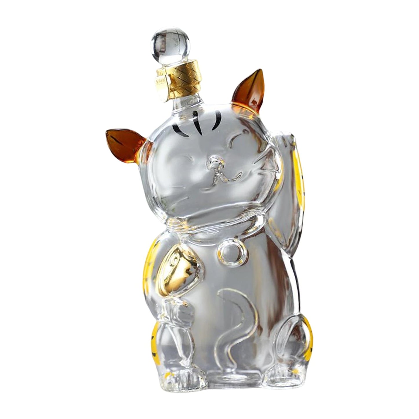 Cat Shaped Large Glass Decanter with Airtight Lid